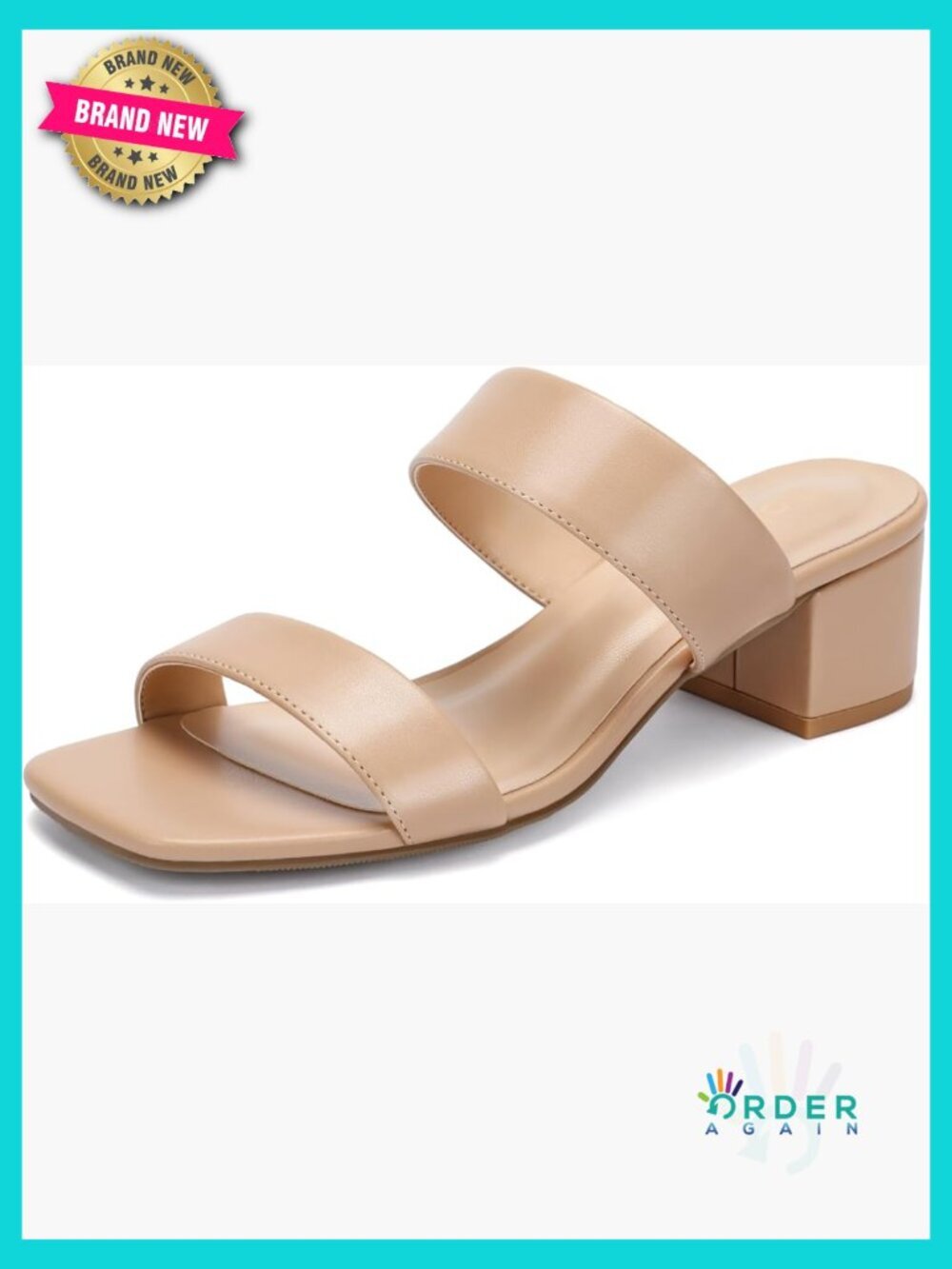 Chunky Block Heel Sandals Square Open Toe Dressy Wedding Slides Wide Fit